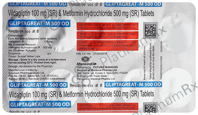 Gliptagreat M OD 500/100mg Tablet SR 10s