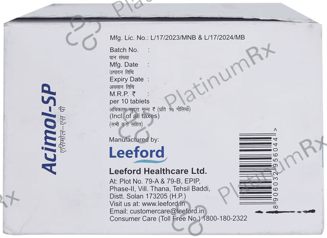 Acimol SP 100/15mg Tablet 10s