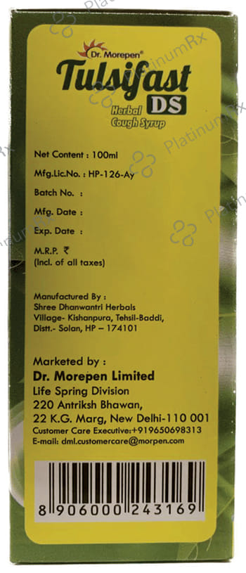 Dr. Morepen Tulsifast DS Herbal Cough Syrup