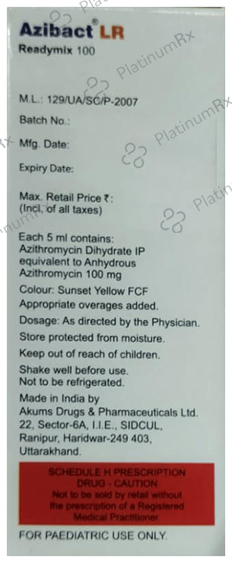 Azibact LR 100mg Readymix Oral Suspension 30ml