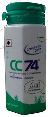 CC 74 Treats Calcium & Vitamin D3 Deficiency, Useful in Osteoporisis, Helps Keep Bones Strong 30 Chewable Tablet