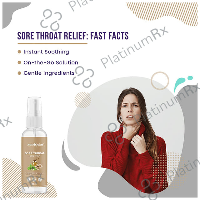 NutriQuint Soar Throat Oral Spray - Flavour Tulsi-Ginger