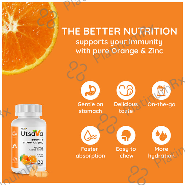 Nector Immunity VItamin C Orange Flavour Chewable Tablet 30s