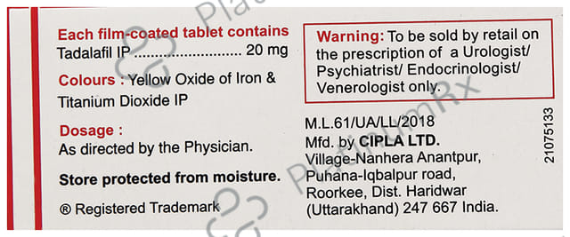 Tadacip 20mg Tablet 4s