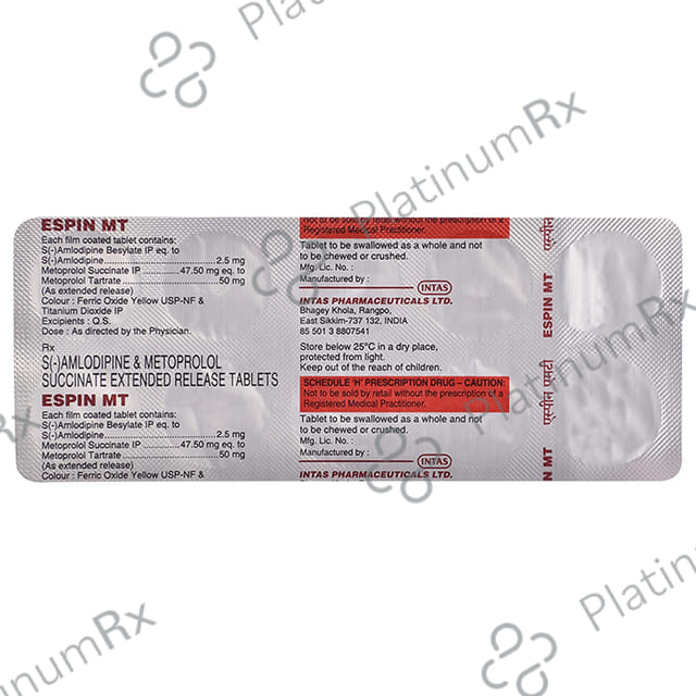 Espin MT 2.5/50mg Tablet ER 10s