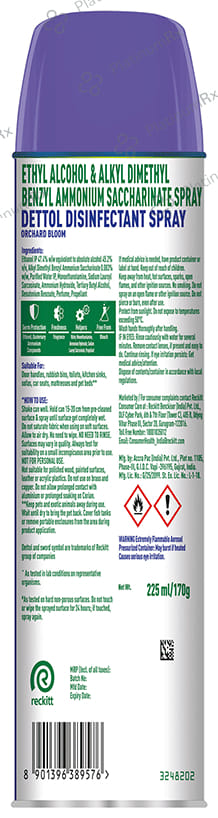 Dettol Dettol Multi-Surface Disinfectant Sanitizer Spray Bottle - 24 hours Antibacterial Protection- Germ Kill on Hard and Soft Surfaces Orchard Bloom