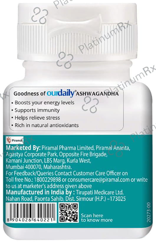 OurDaily Ashwagandha for Energy Immunity Stress Relief & Antioxidant Support Tablet 60s