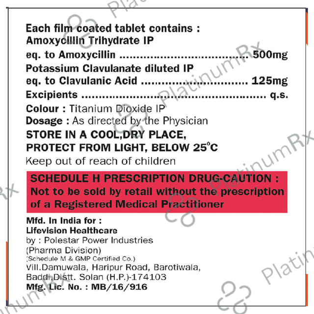 Peptamox CV 625 Tablet