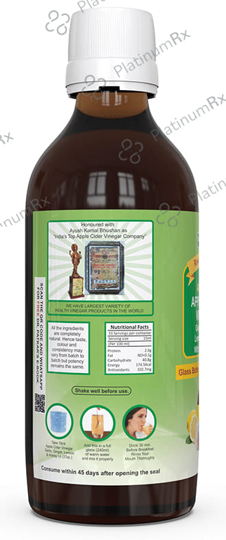 Dr. Patkar's Apple Cider Vinegar with Garlic, Ginger, Lemon and Honey - Raw & Unfiltered for Weight loss 200 ml