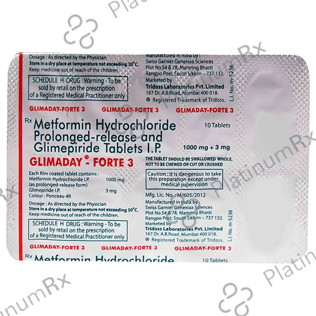 Glimaday Forte 3/1000mg Tablet PR 10s
