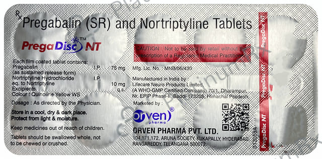 Pregadisc NT 75/10mg Tablet SR 10s