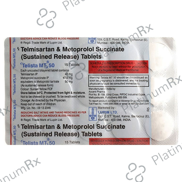 Telista MT 50/40mg Tablet SR 15s