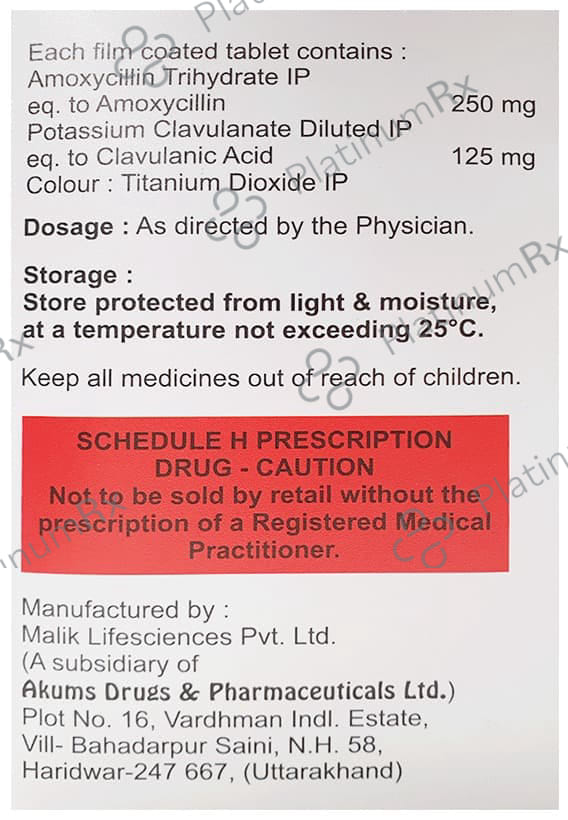 Amentoclav 250/125mg Tablet 10s