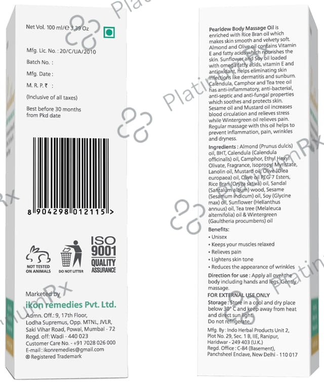 Pearldew Body Massage Oil (100ml Each) 1 Bottle