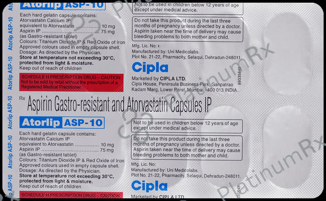 Atorlip ASP 10/75mg Capsule 10s