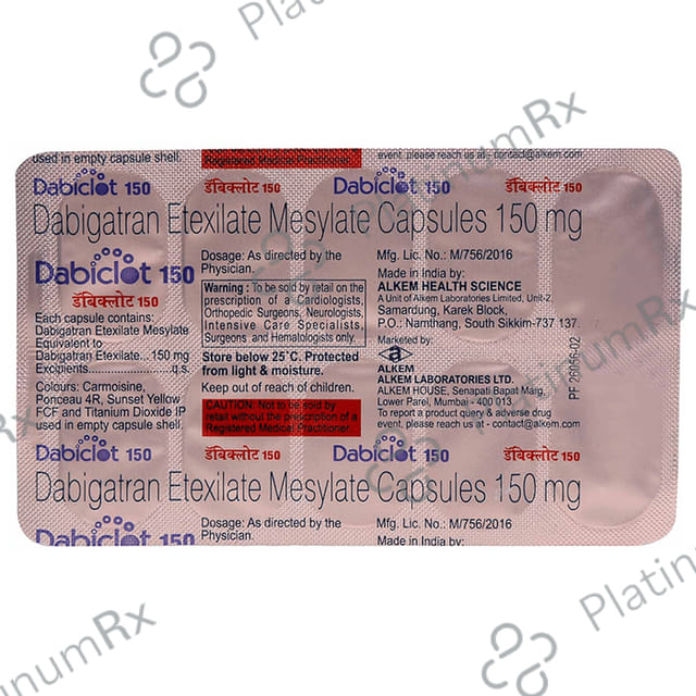 Dabiclot 150mg Capsule 10s