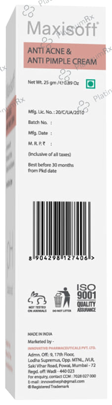 Maxisoft PH Balanced Anti Acne & Anti Pimple Cream (25gm Each) 4 Tubes