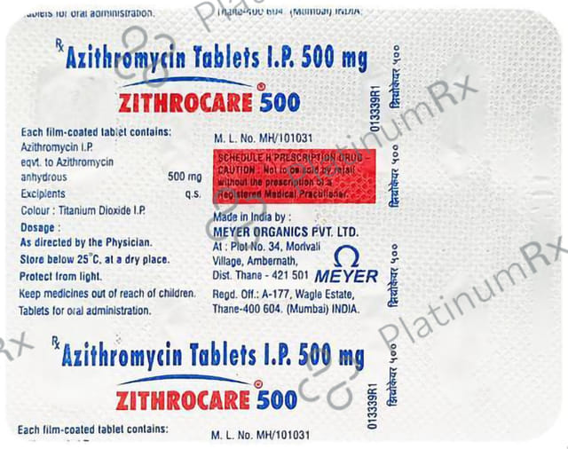 Zithrocare 500mg Tablet 5s