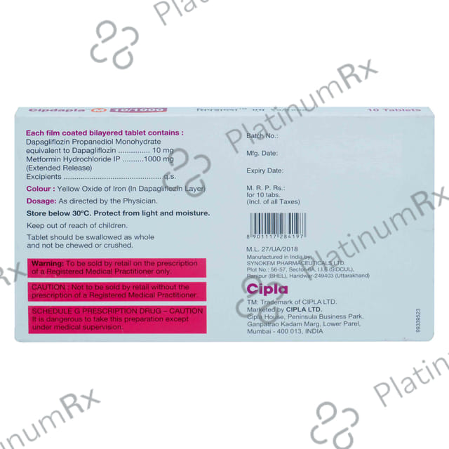 Cipdapla M 10/1000mg Tablet 10s