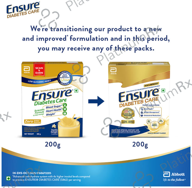 Ensure Diabetes Care Vanilla Flavour Delight Powder 200gm