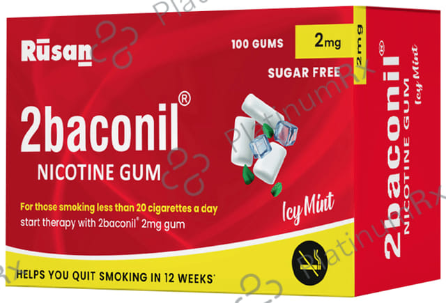 2baconil 2mg Nicotine Chewing Gum - Sugar-Free - Flavour Icy Mint