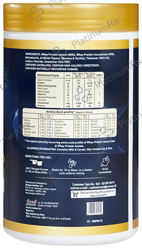 Nutrone 100% Whey Protein Powder Banana Vanilla with Shaker Free