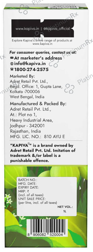 Kapiva Wild Amla Juice, Healthy Hair & Skin, Natural Source of Vitamin C, No Added Sugar 1L