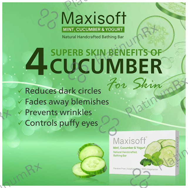 Maxisoft Mint, Cucumber & Yogurt Bathing Bar (75gm Each) 3 units