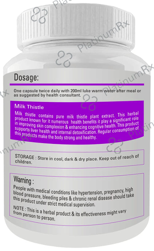 Fitness Prime Maximum Strength Milk Thistle Extract Nutritional Wellness Support 800mg Capsule