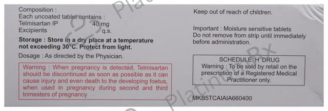 Telmikind 40mg Tablet 10s
