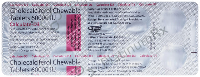 Calculate D3 Chewable Tablet Orange & Mint Sugar Free Flavour 8s