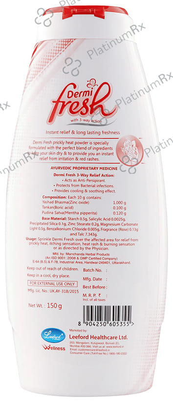 Dermifresh Prickly Heat Majestic Rose Flavour Powder 150gm