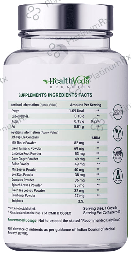 Health Veda Organics Plant Based Liver Support Veg Capsule