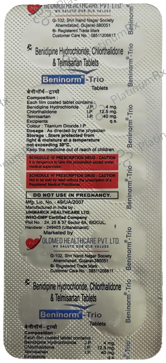 Beninorm Trio 4/40/12.5mg Tablet 10s
