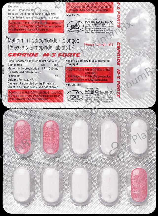 Gepride M 3/1000mg Tablet PR 10s