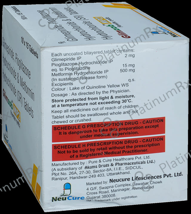 Glimzab MP 2mg/500mg/15mg Tablet