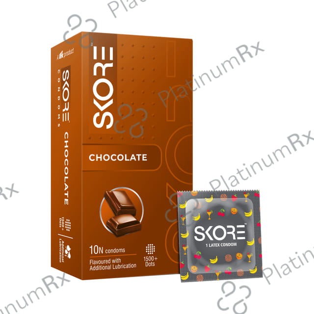 Skore Flavored Dotted & Coloured Chocolate Flavour Condoms 10s