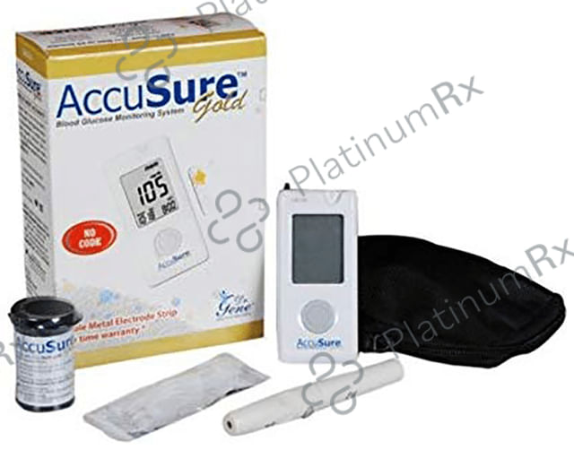 AccuSure Gold Blood Glucose Monitoring System Glucometer with 25 Test Strips