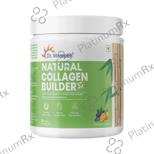 Dr. Morepen Natural Collagen Builder with Biotin & Vitamin C - For Skin, Hair, Nails - Flavour Orange & Berry