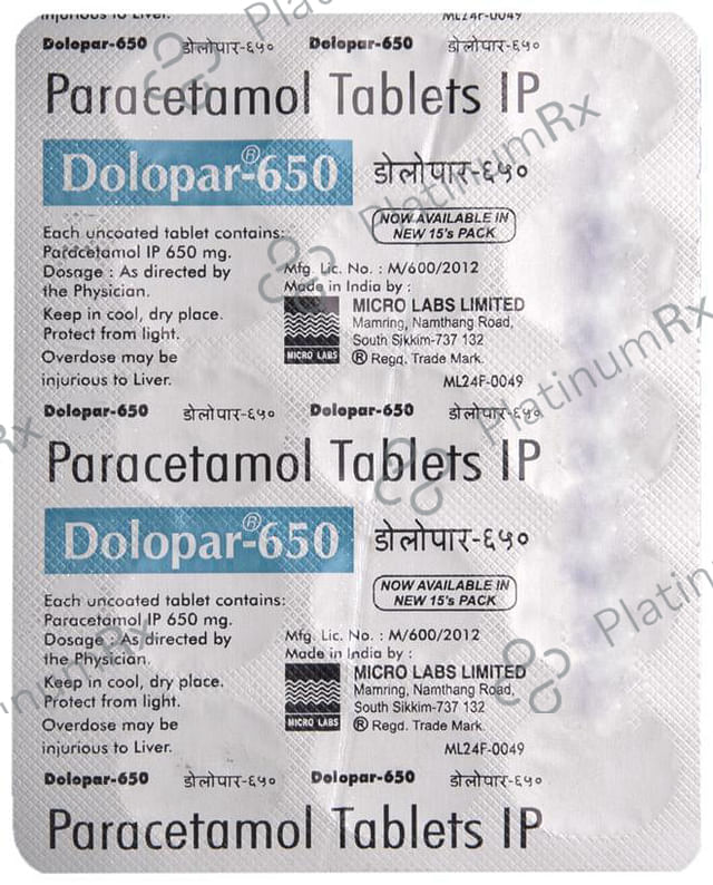 Dolopar 650mg Tablet 15s