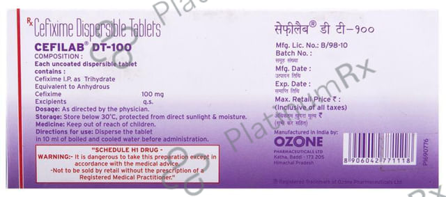 Cefilab DT 100mg Tablet 10s