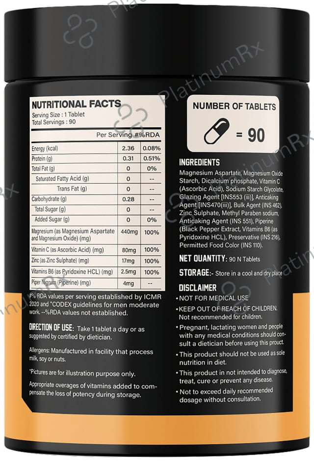 MyFitFuel ZMA+ with Vitamin C & Piperine Tablet 90 tablets