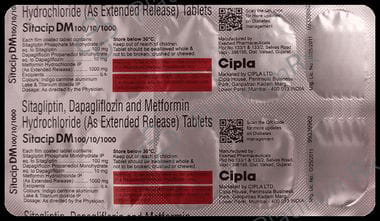 Sitacip DM 10/1000/100mg Tablet ER 10s