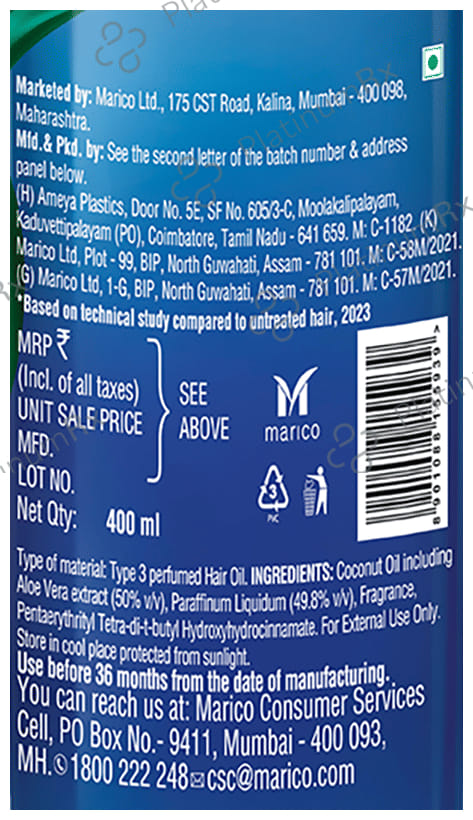 Parachute Advansed Aloe Vera Enriched Coconut Hair Oil 400 ml