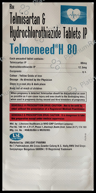 Telmeneed H 80 Tablet