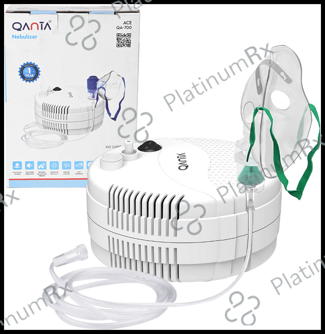 Qanta ACE Piston Compressor Nebulizer Machine with Complete Mask Kit for Adult & Child White