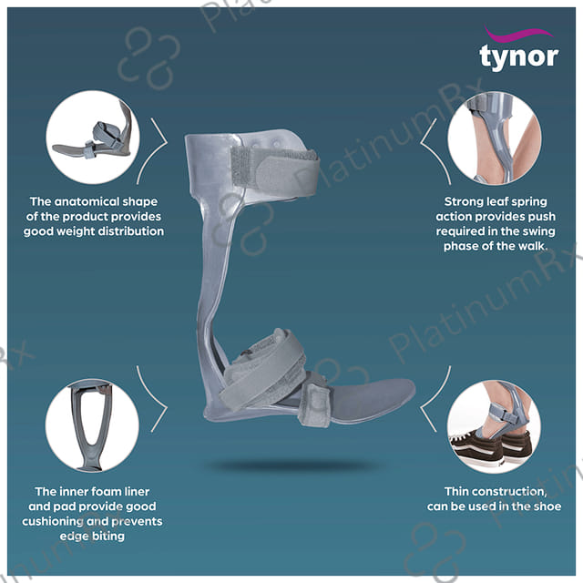 Tynor D43 Foot Drop Splint with Liner Medium Left