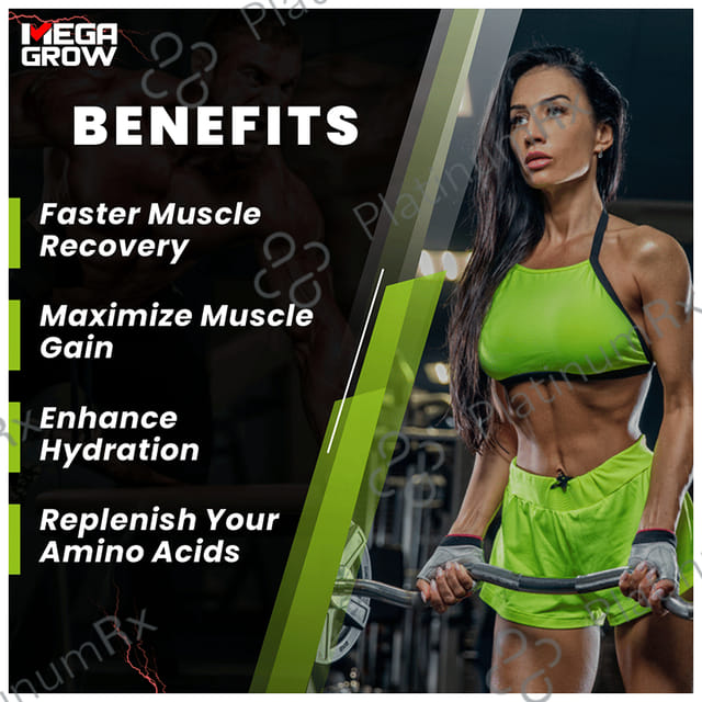 Megagrow BCAA Advance Supplement Powder for Fast Recovery & Muscle Growth Green Apple
