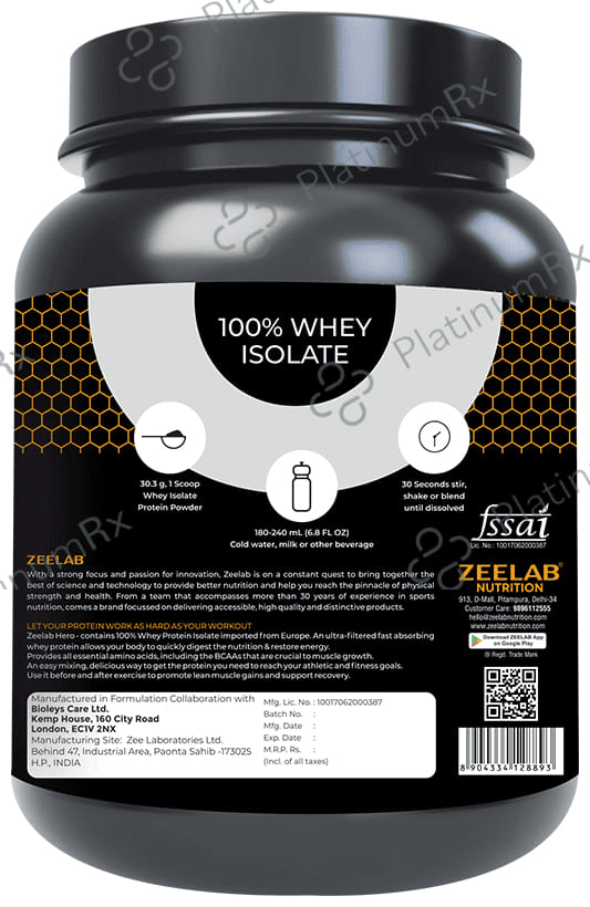 Zeelab Hero 100% Whey Protein Isolate Café Mocha Powder