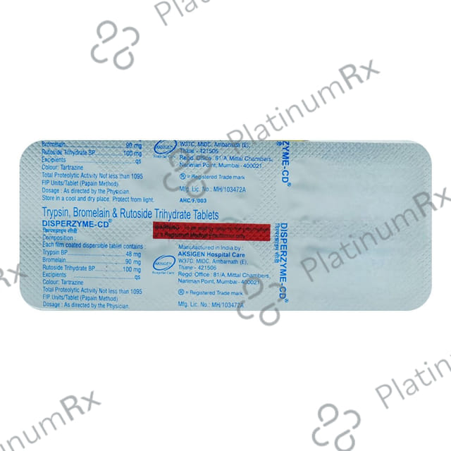 Disperzyme Cd 90/100/48mg Tablet 10s